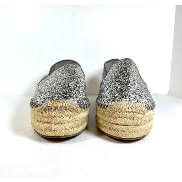 GUESS TAVA ESPADRILLE Silver sequin - Platform - Slip On Shoe -  Women's size 8 - Picture 5 of 8